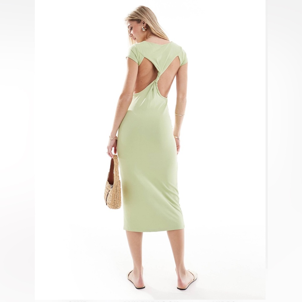 ASOS Green Backless Sleeveless Midi Dress